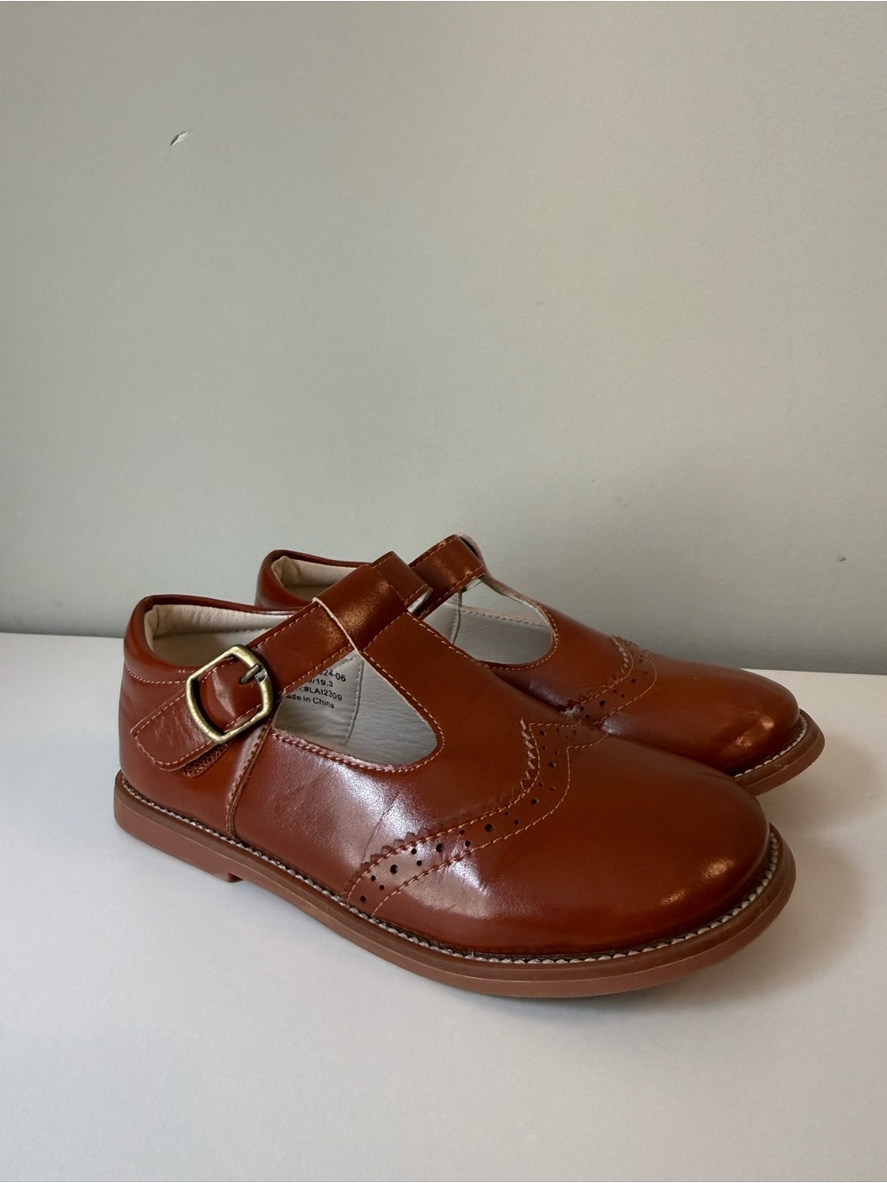 Felix & Flora Brown Leather Kids Mary Janes